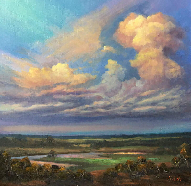Oil painting storm on the wetlands Vidal